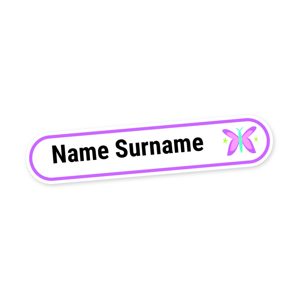 160 Personalised Stationery Labels | Butterfly (Lilac), personalised with your child's name