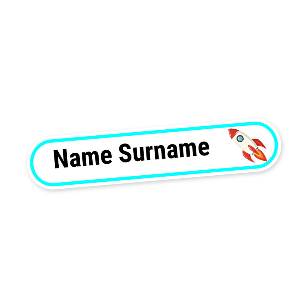 160 Personalised Stationery Labels | Rocket, personalised with your child's name