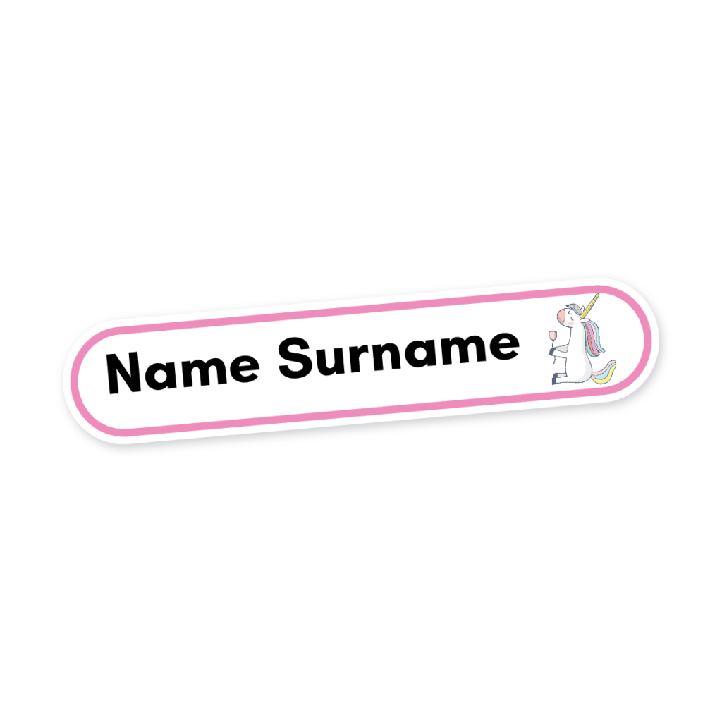 160 Personalised Stationery Labels | Pink Unicorn, personalised with your child's name