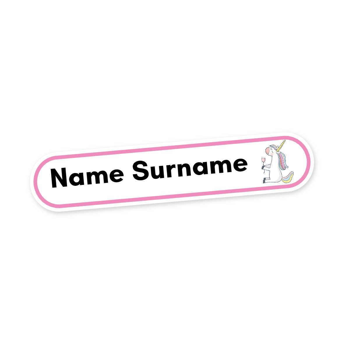 160 Personalised Stationery Labels | Pink Unicorn, personalised with your child's name