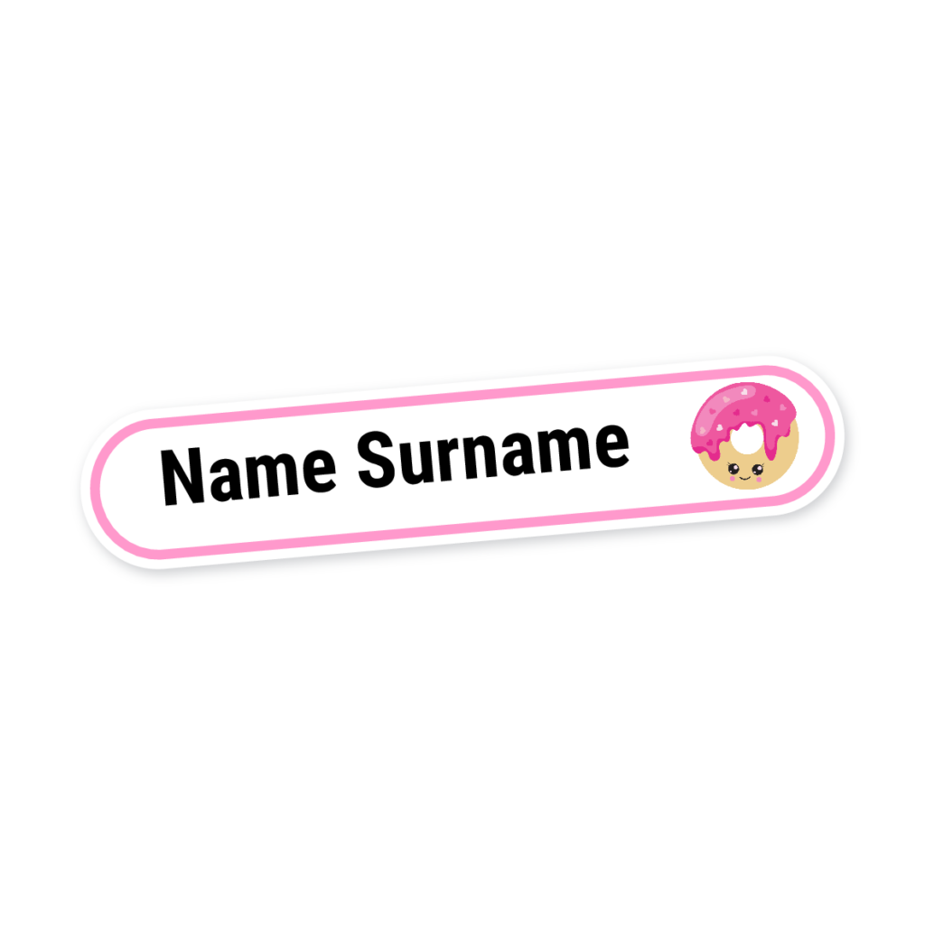 160 Personalised Stationery Labels | Cupcakes & Donuts, personalised with your child's name