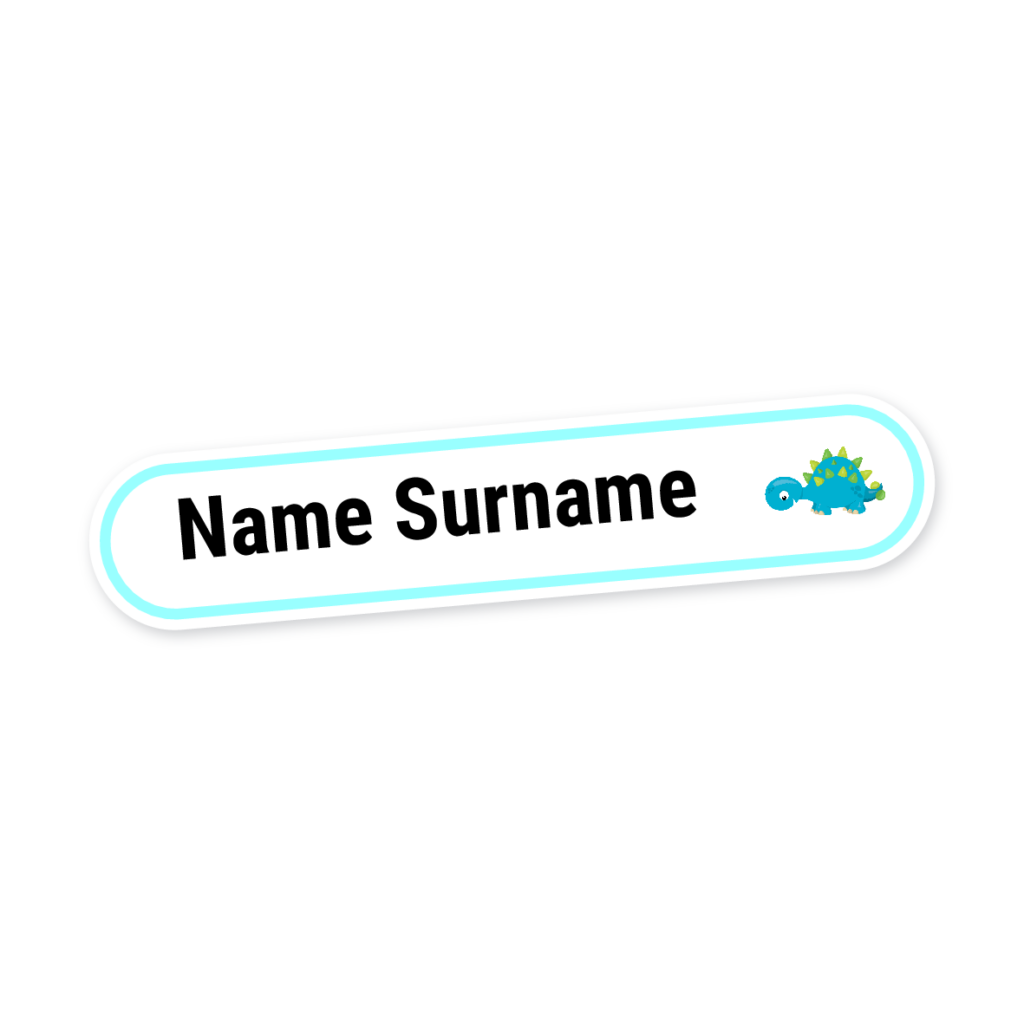 160 Personalised Stationery Labels | Dinosaur 1, personalised with your child's name
