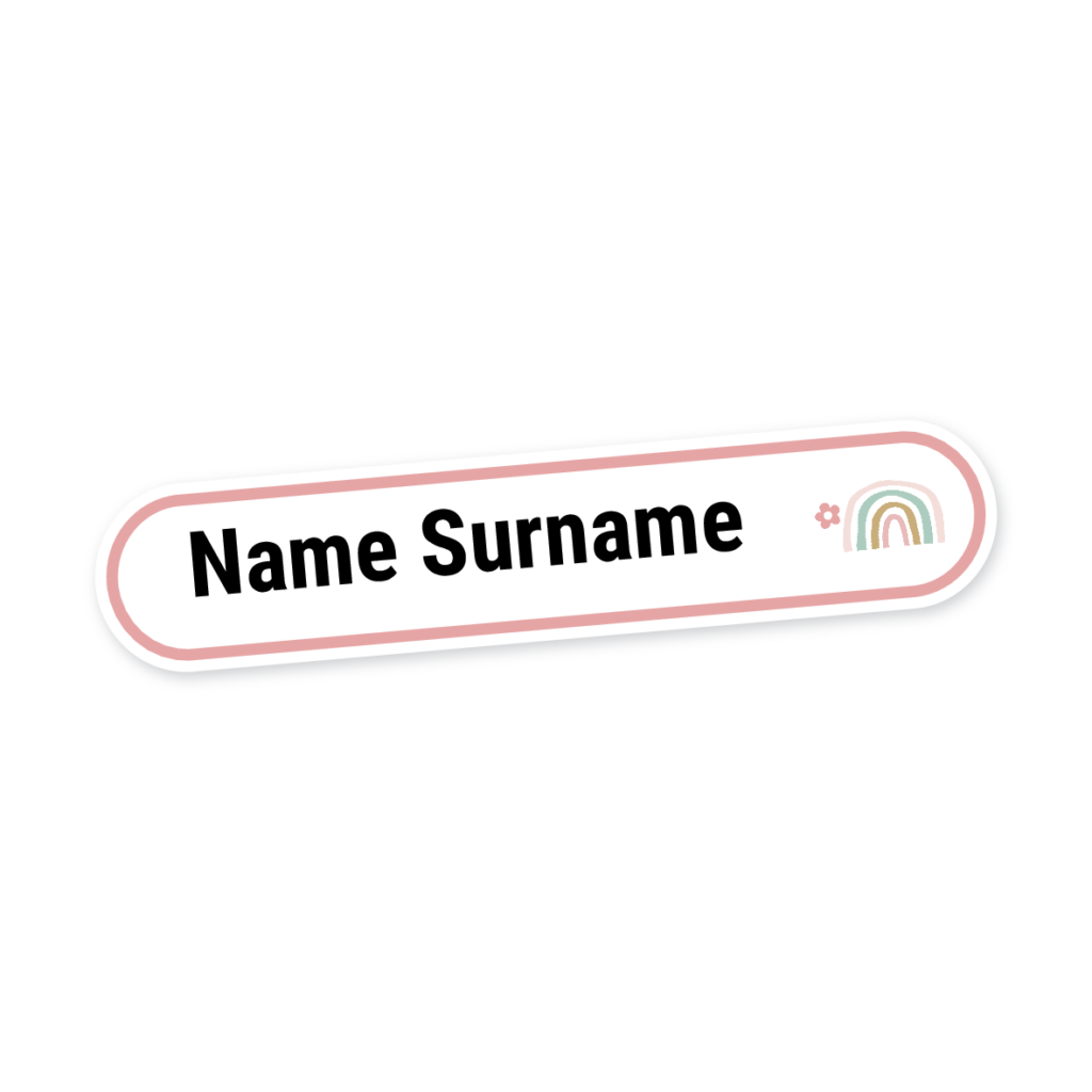 160 Personalised Stationery Labels | Pastel Rainbow, personalised with your child's name