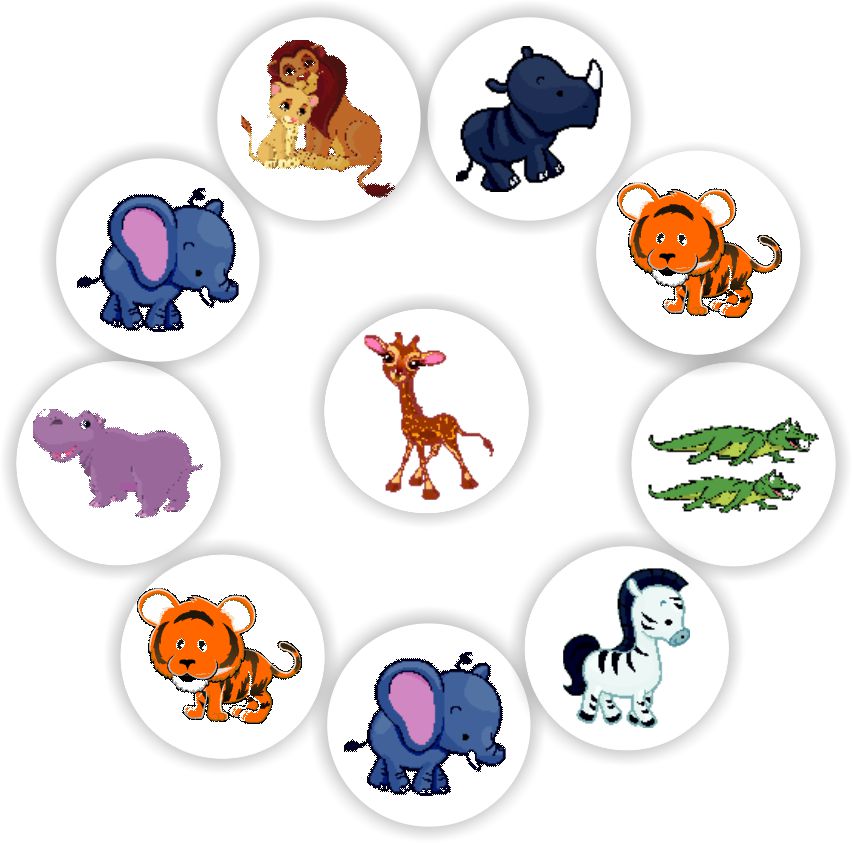 408 Economy reward teacher's stickers -8 wild African animals, reward sticker for the classroom