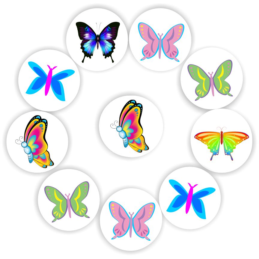 442 Economy reward teacher's stickers -Colourful butterflies, reward sticker for the classroom