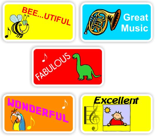 65 Music Stickers | Colourful, Musical Instruments, Notes: Great Music, reward sticker for the classroom