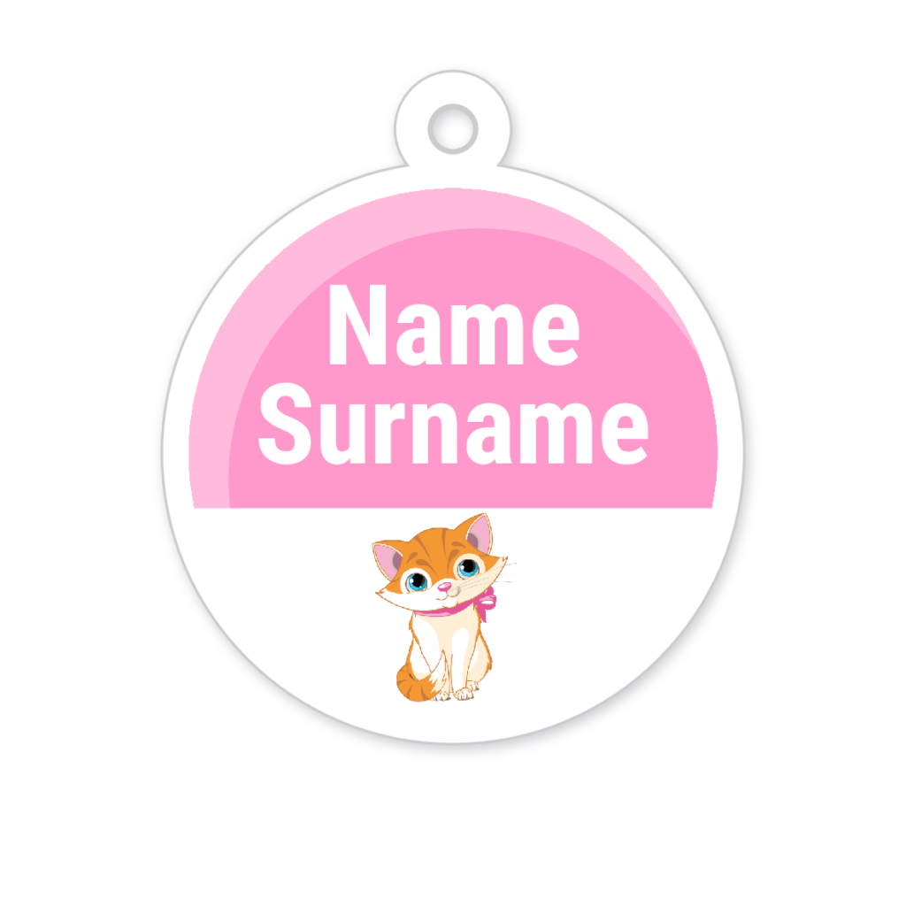 5 Personalised Zipper Tags | Kitten, personalised with your child's name