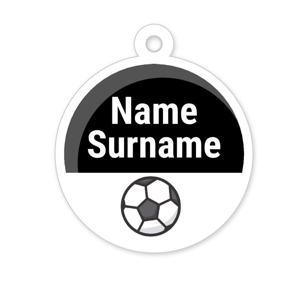 5 Personalised Zipper Tags | Soccer Ball, personalised with your child's name
