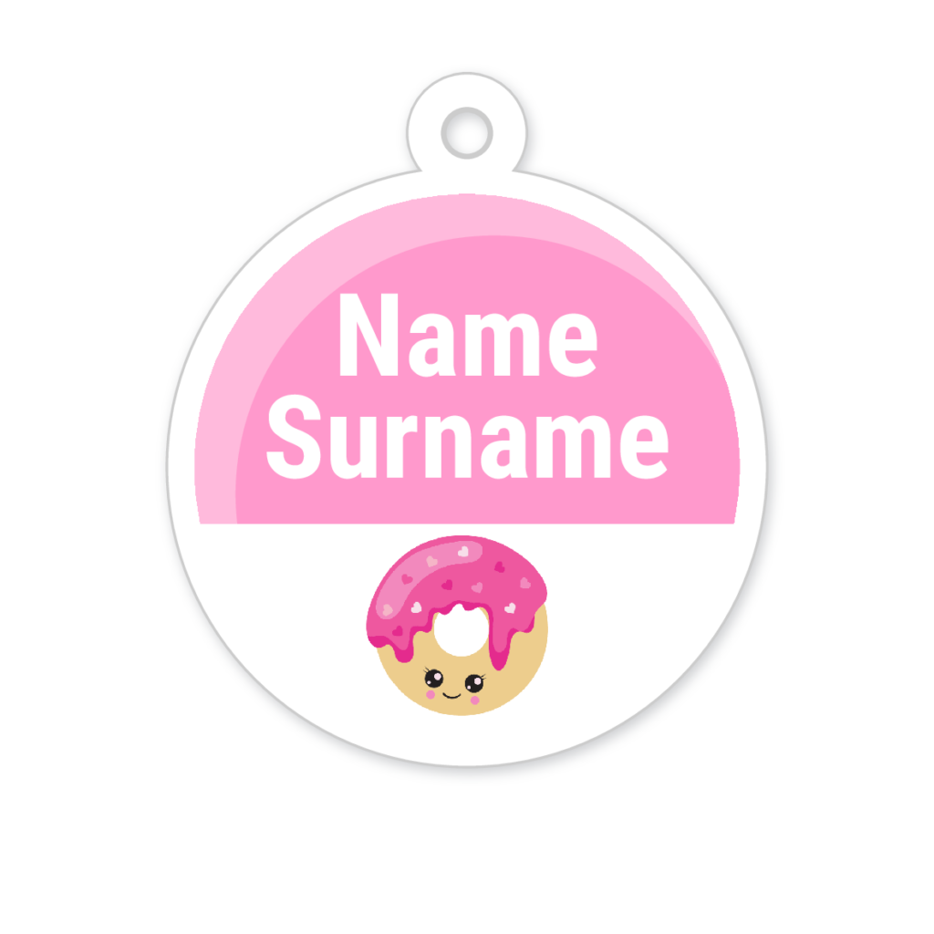 5 Personalised Zipper Tags | Cupcakes & Donuts, personalised with your child's name