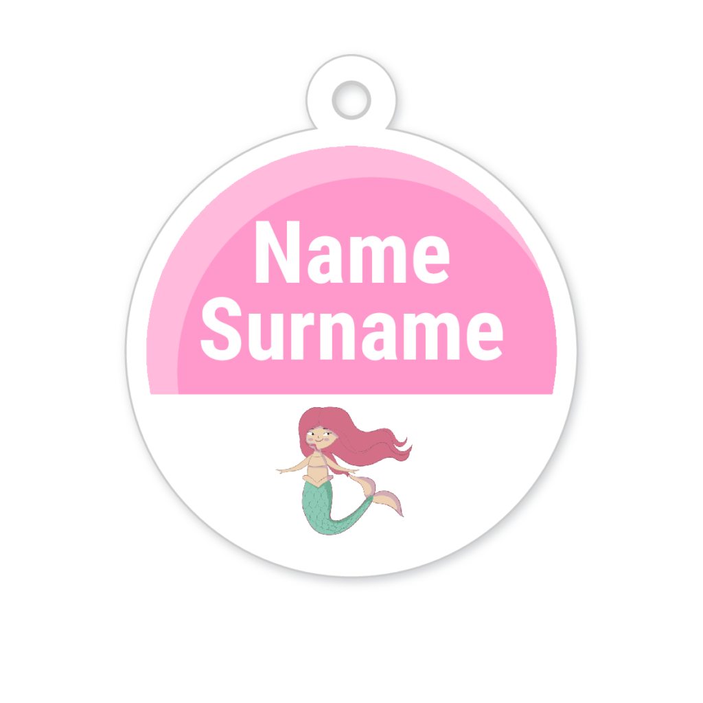 5 Personalised Zipper Tags | Mermaid, personalised with your child's name