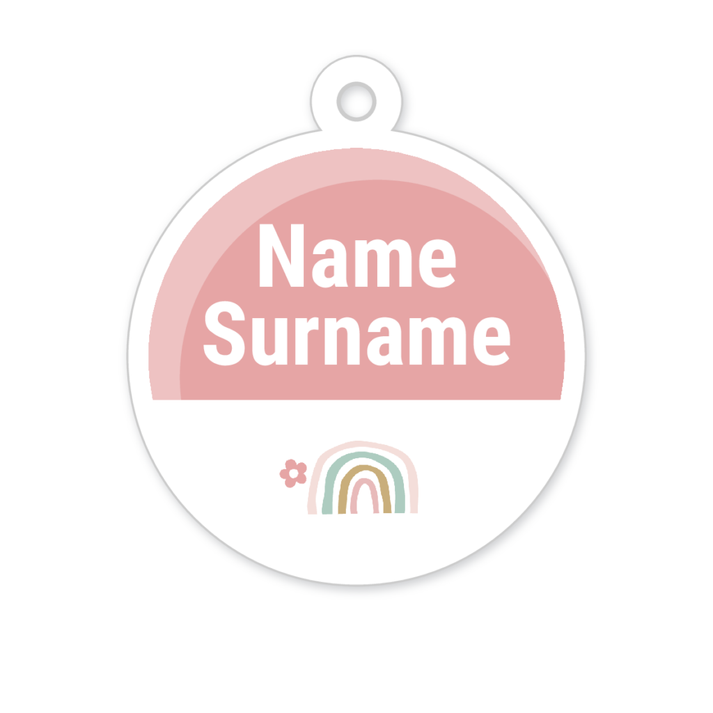 5 Personalised Zipper Tags | Pastel Rainbow, personalised with your child's name
