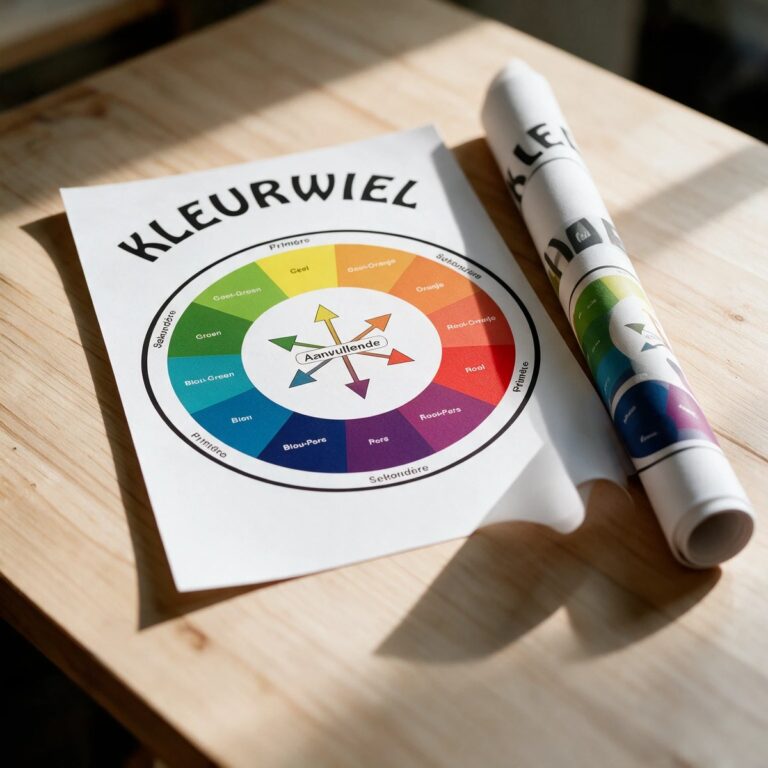 A custom printed colour-wheel poster being unrolled