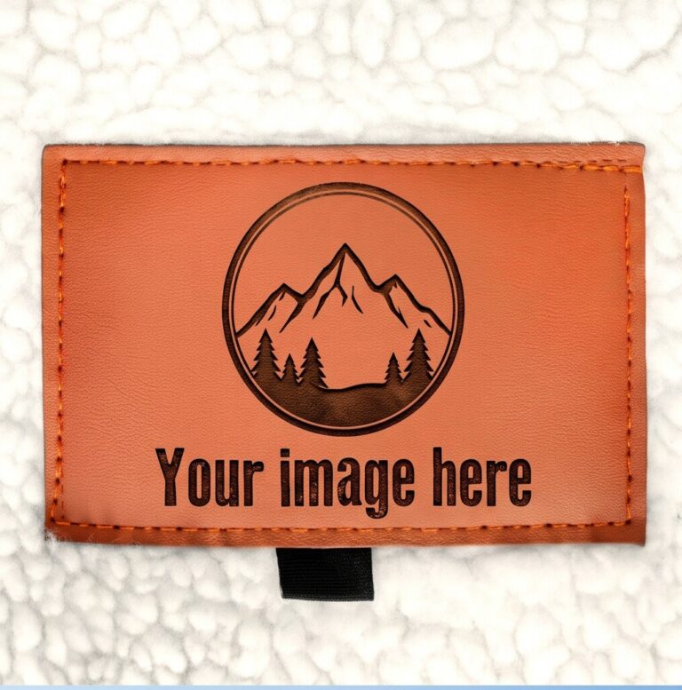 An engraved leather-look tag