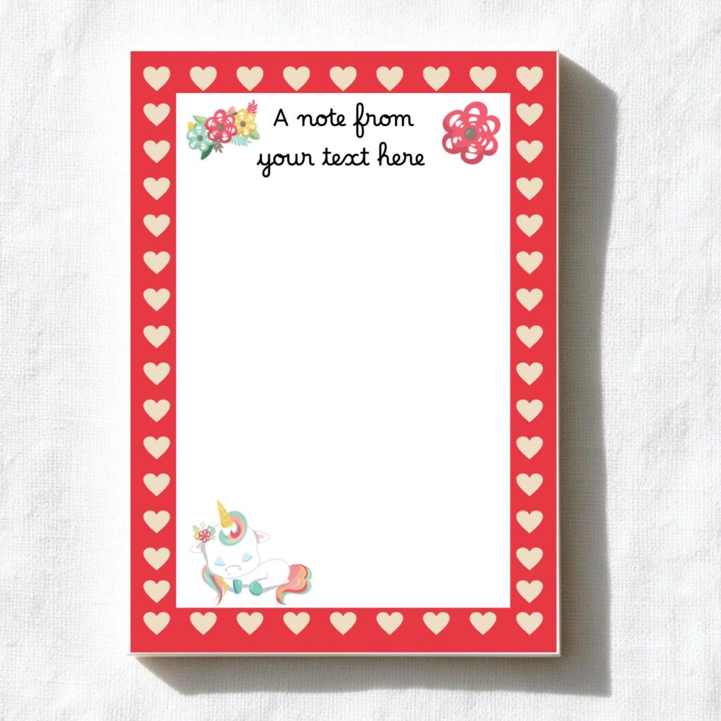 Baby Unicorn A6 notepad design