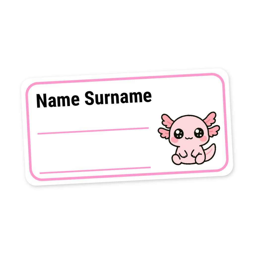 24 Personalised Book Labels | Axolotl, personalised with your child's name