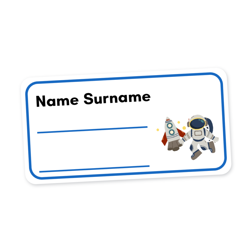24 Personalised Book Labels | Space Man Rocket, personalised with your child's name