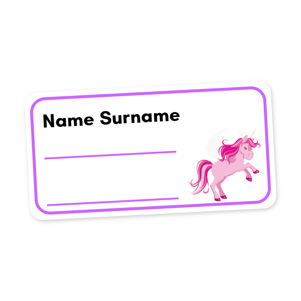 24 Personalised Book Labels | Unicorns, personalised with your child's name