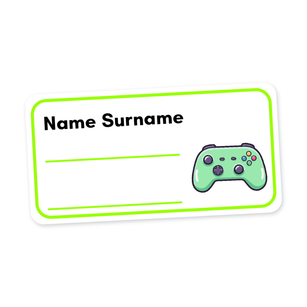 24 Personalised Book Labels | Gamer 1, personalised with your child's name