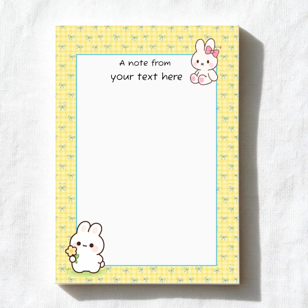 Bows & Bunny A6 notepad design