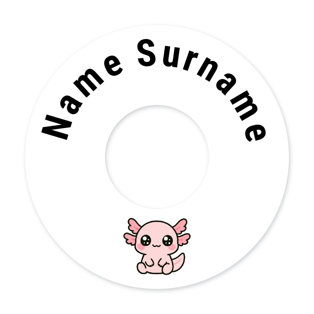 2 Personalised Bag Tags | Axolotl, personalised with your child's name