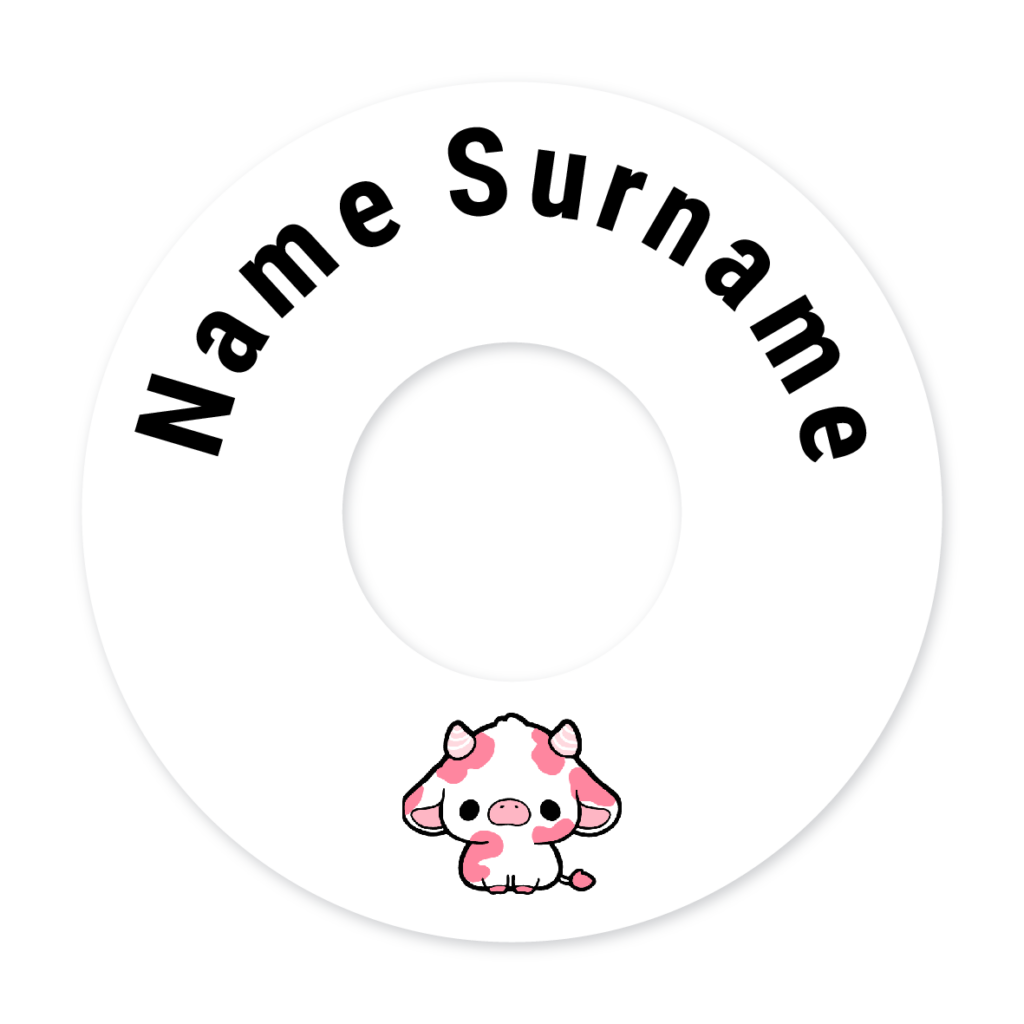 2 Personalised Bag Tags | Cow Pink, personalised with your child's name