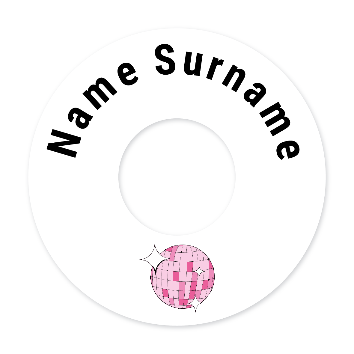 2 Personalised Bag Tags | Glitter Ball, personalised with your child's name