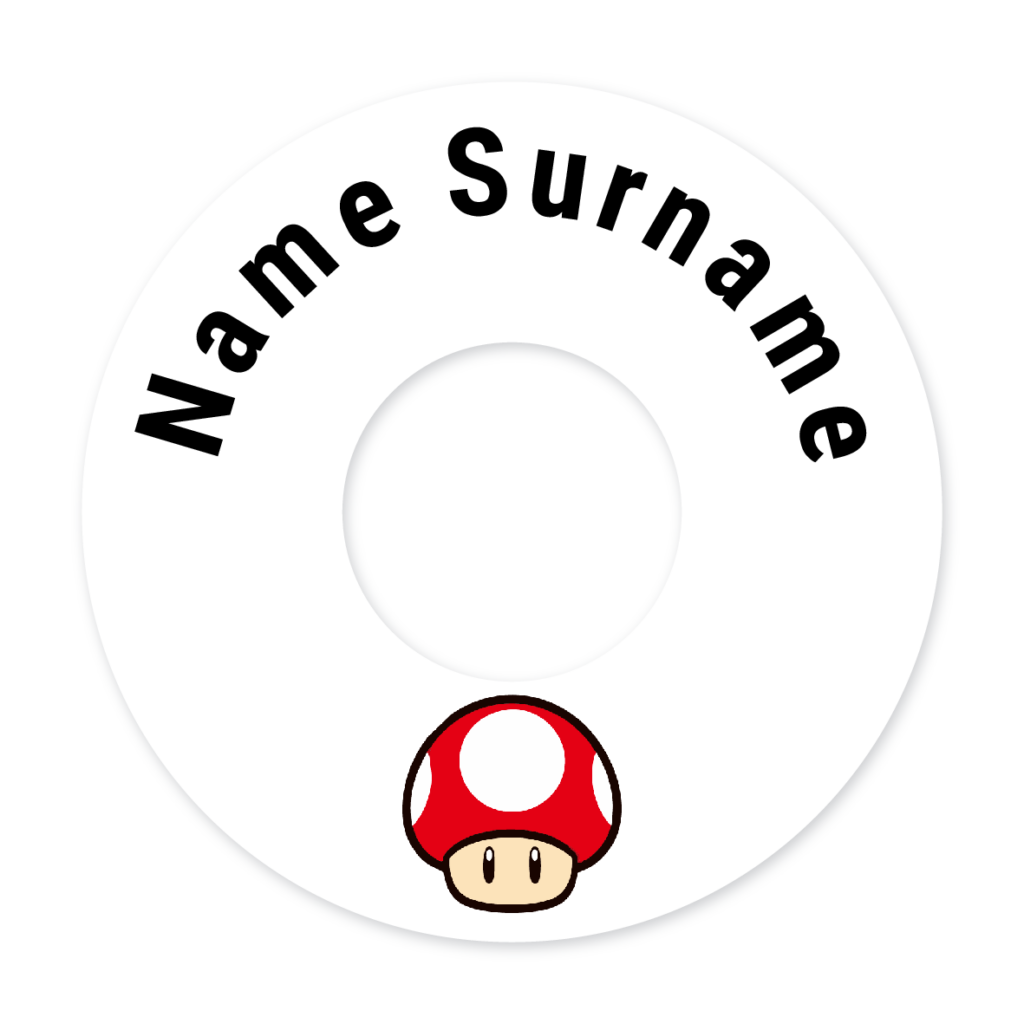 2 Personalised Bag Tags | Mushroom, personalised with your child's name