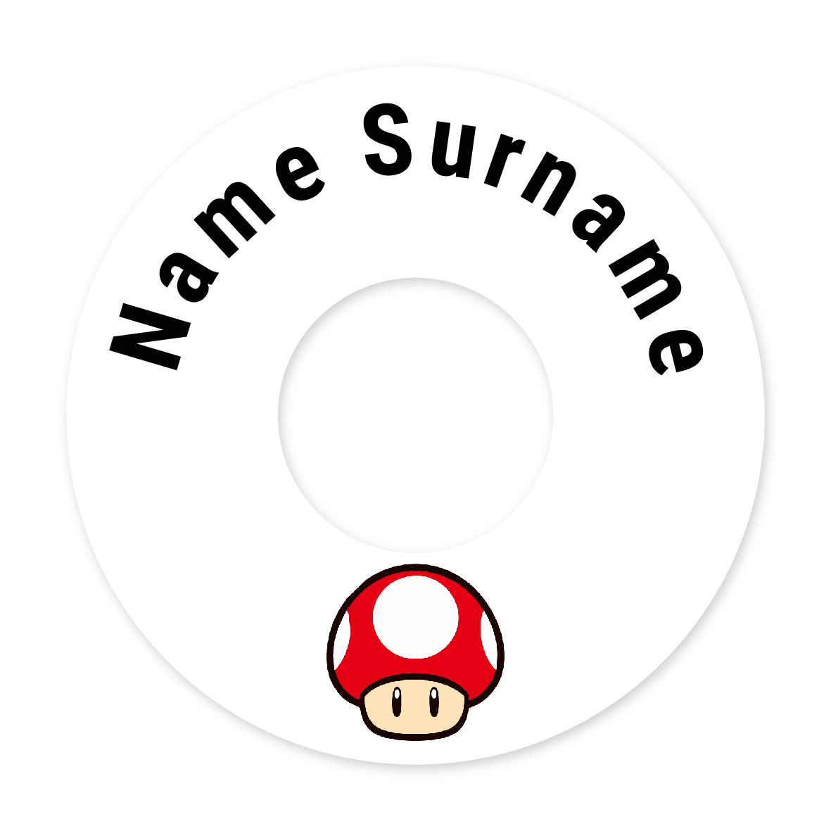 2 Personalised Bag Tags | Mushroom, personalised with your child's name