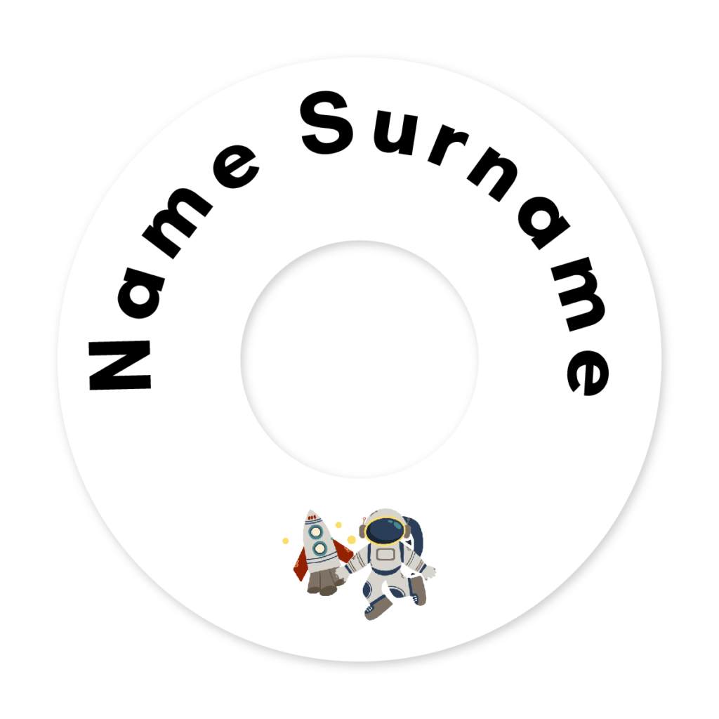 2 Personalised Bag Tags | Space Man Rocket, personalised with your child's name