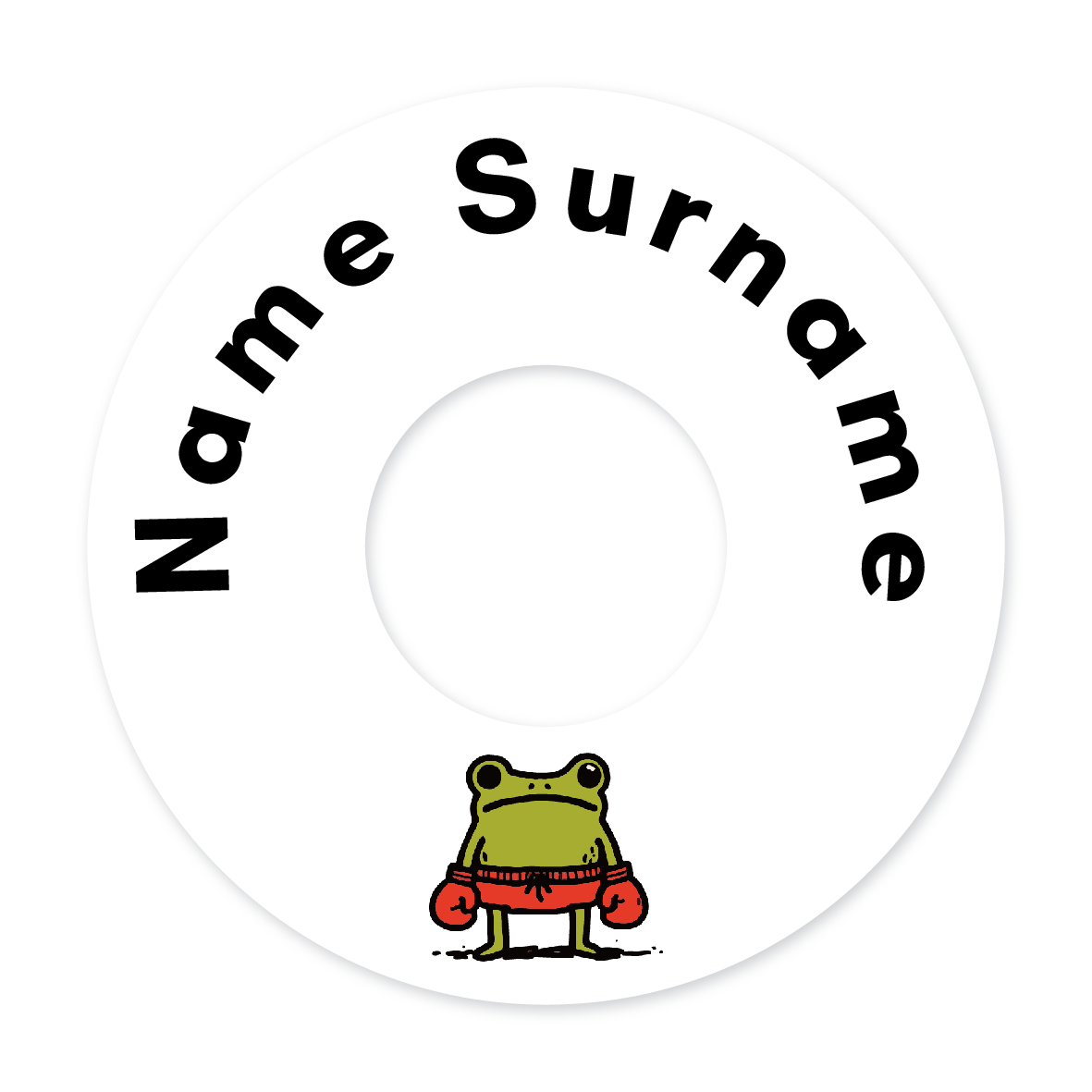 2 Personalised Bag Tags | Frog Boxer, personalised with your child's name