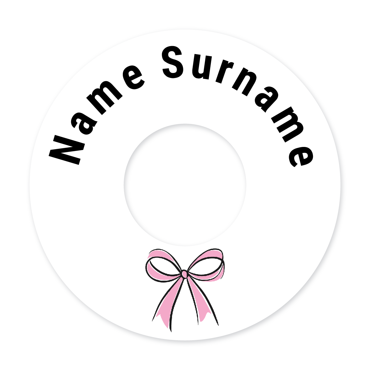 2 Personalised Bag Tags | Pink Bow, personalised with your child's name