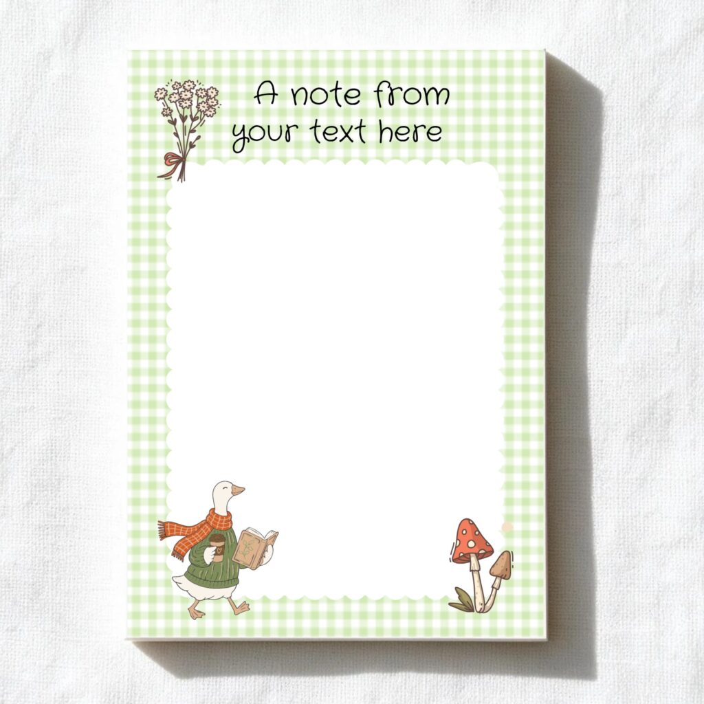 Duck & Mushroom A6 notepad design