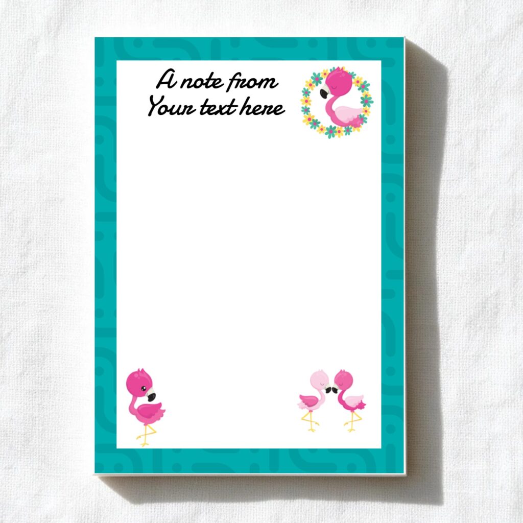 Flamingoes & Flower A6 notepad design