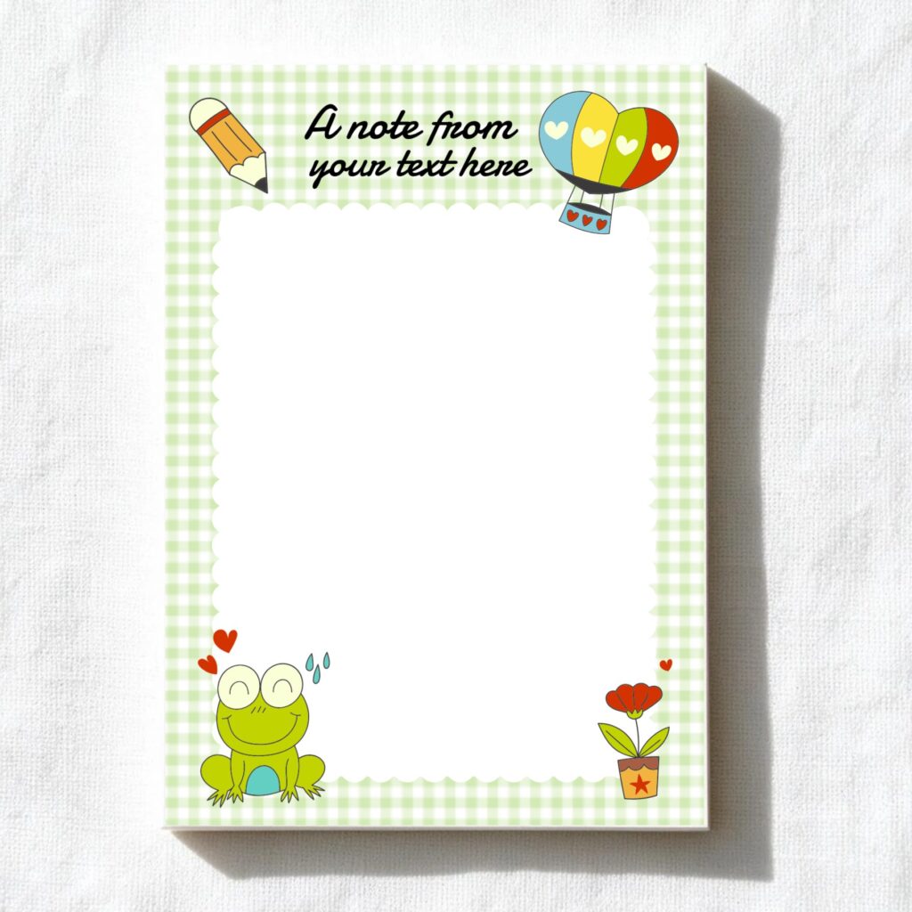 Frog & Hot Air Balloon A6 notepad design