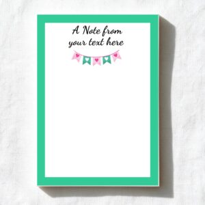 Green & Pink Bunting A6 Notepad