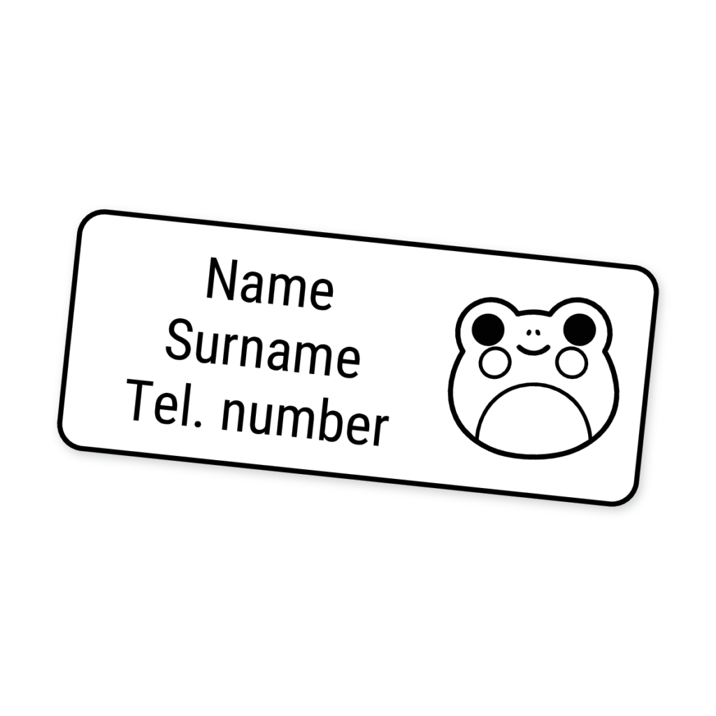 42 Personalised Iron-On Clothing Labels | Frog, personalised with your child's name