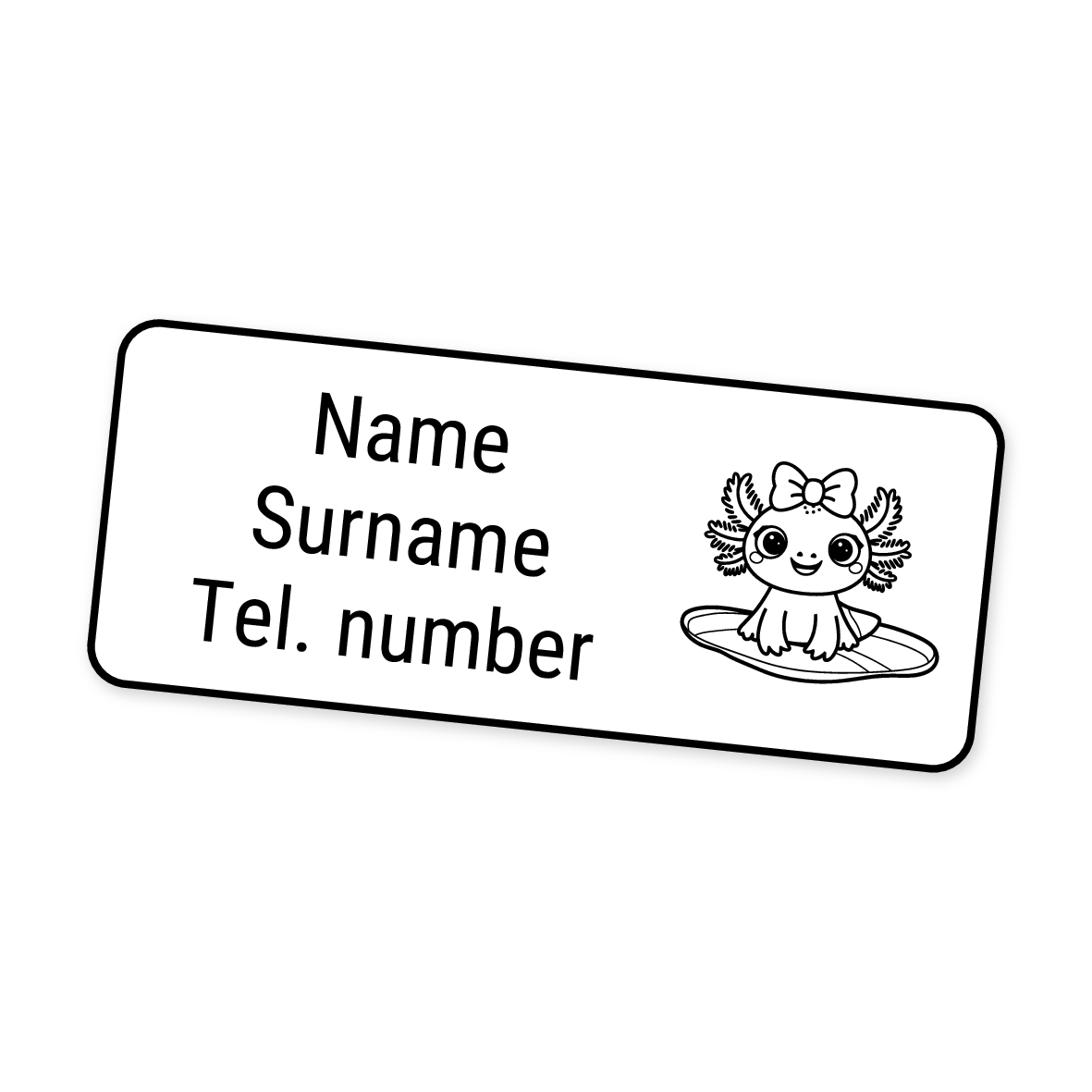 42 Personalised Iron-On Clothing Labels | Axolotl, personalised with your child's name