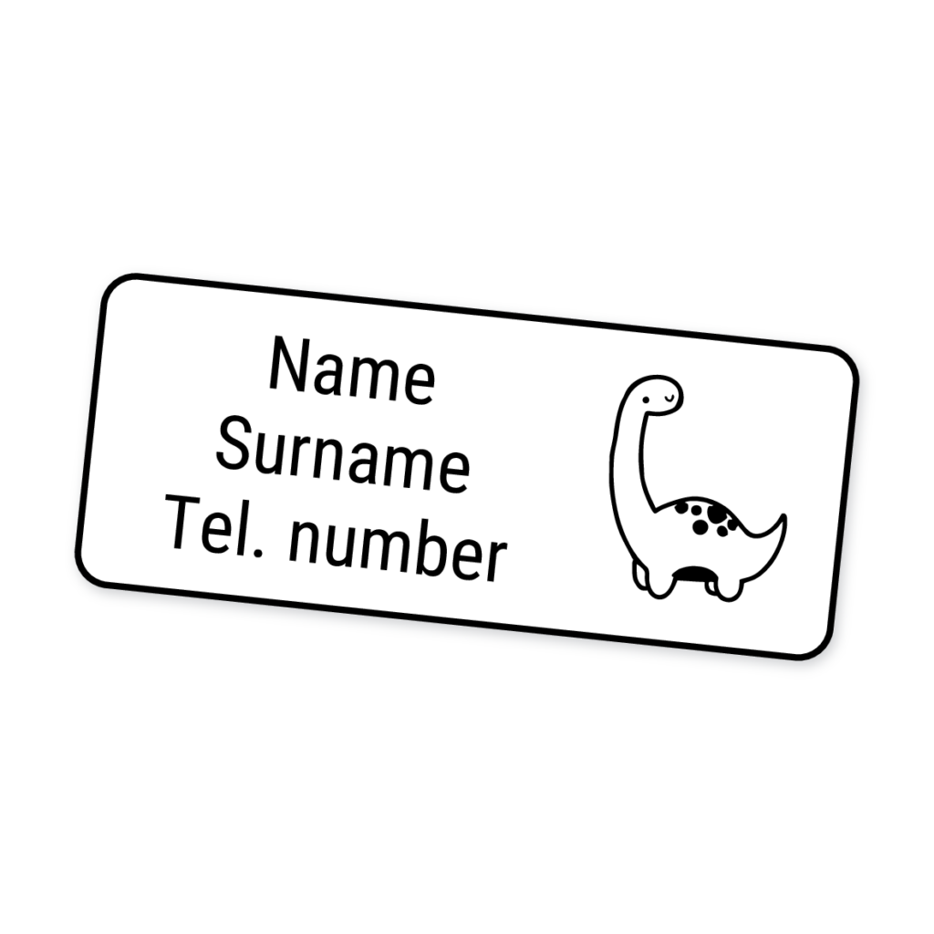 42 Personalised Iron-On Clothing Labels | Dinosaur 2, personalised with your child's name