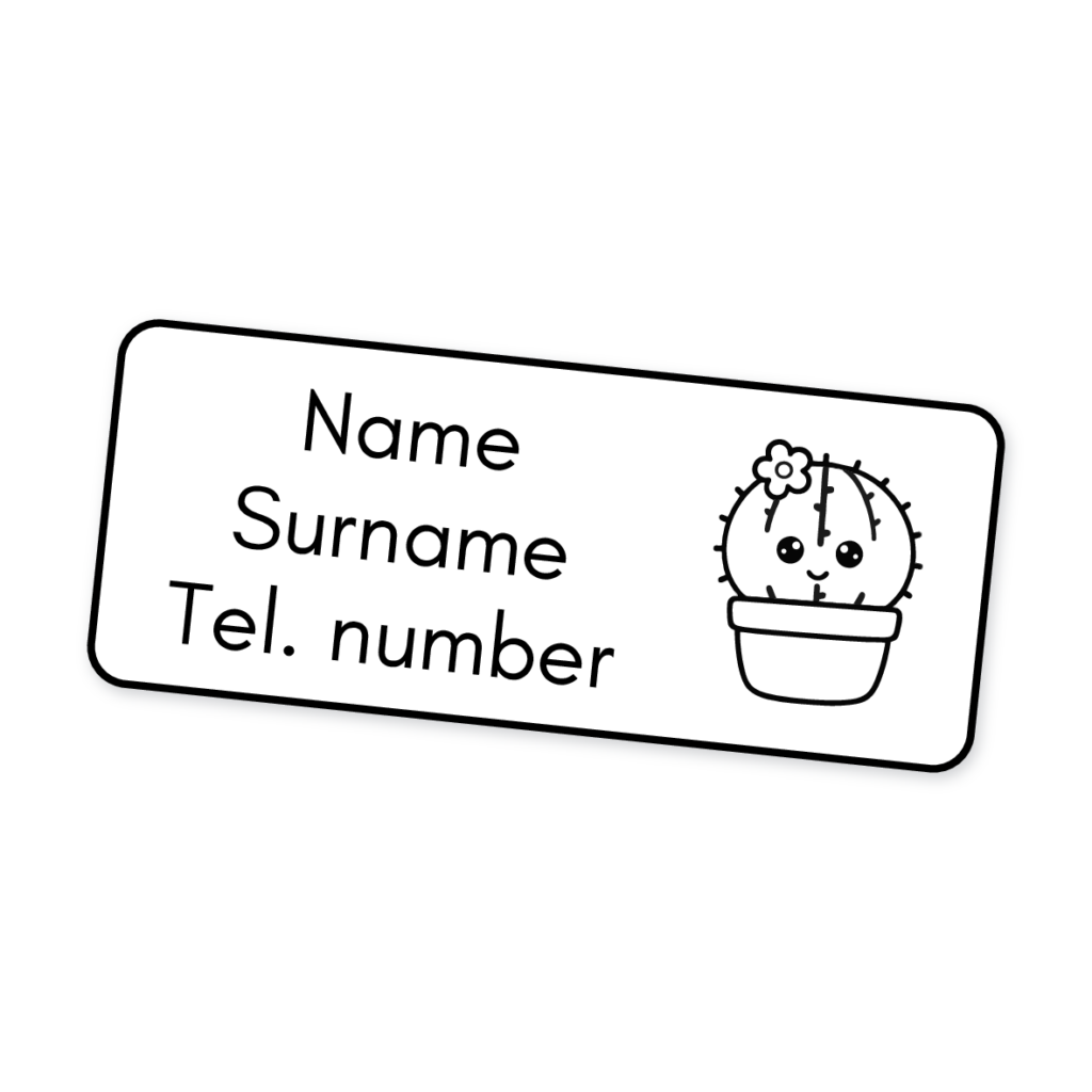 42 Personalised Iron-On Clothing Labels | Cactus, personalised with your child's name