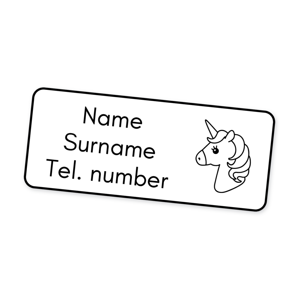 42 Personalised Iron-On Clothing Labels | Unicorns, personalised with your child's name