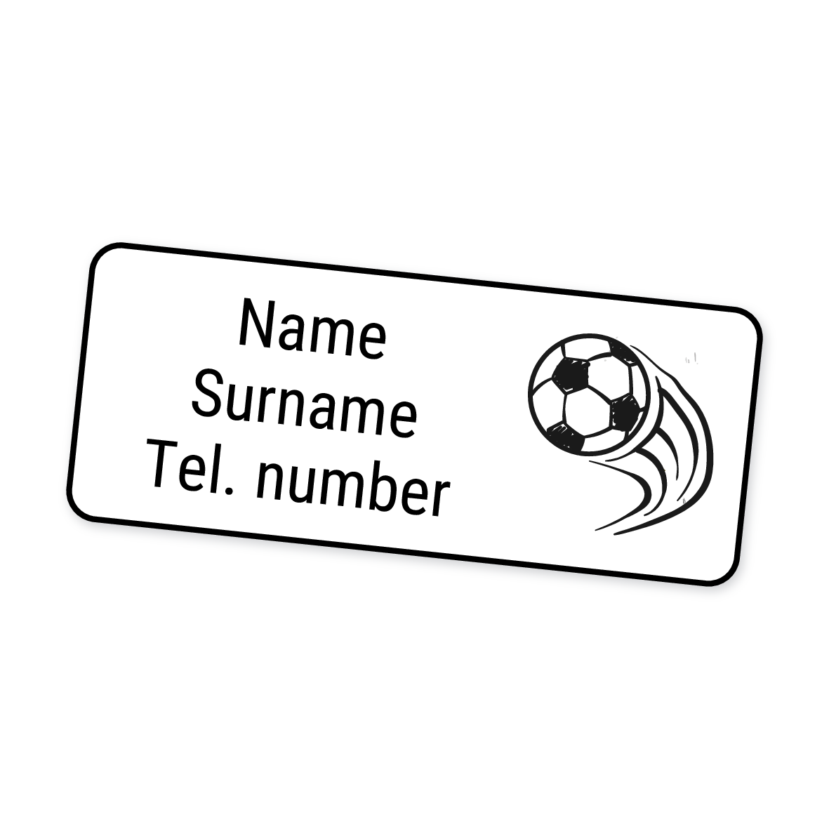 42 Personalised Iron-On Clothing Labels | Flaming Soccer Ball, personalised with your child's name