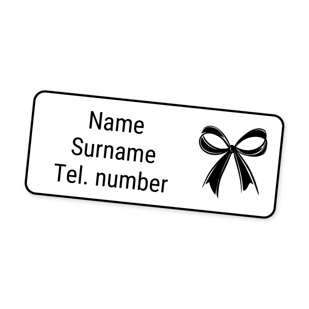 42 Personalised Iron-On Clothing Labels | Pink Bow, personalised with your child's name