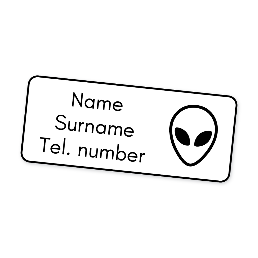 42 Personalised Iron-On Clothing Labels | Alien, personalised with your child's name