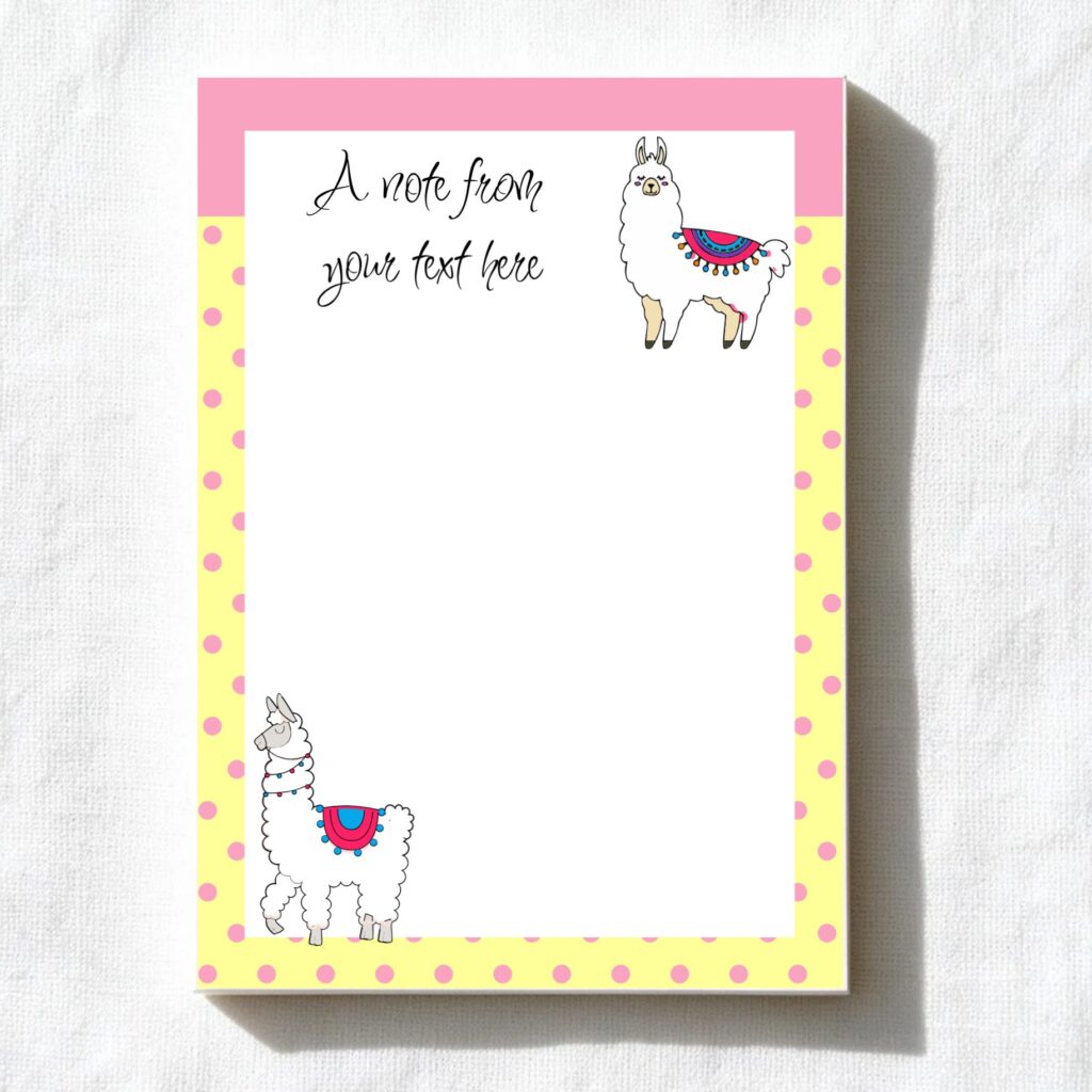Llamas A6 notepad design