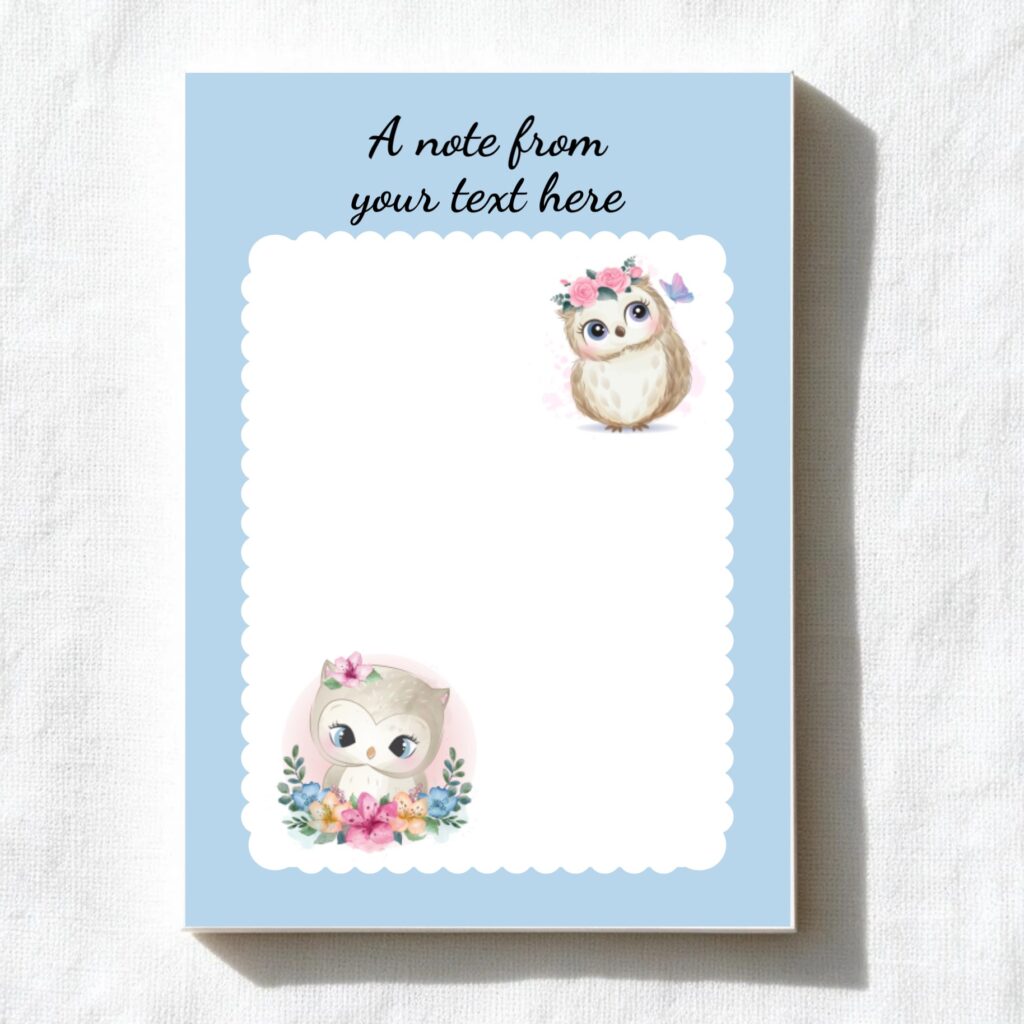 Owl A6 notepad design