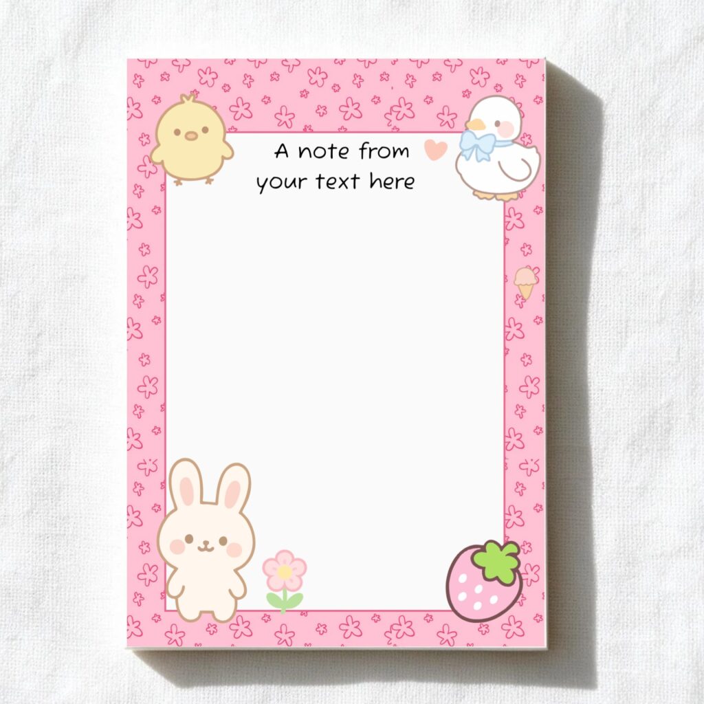 Pastel Kawaai A6 notepad design