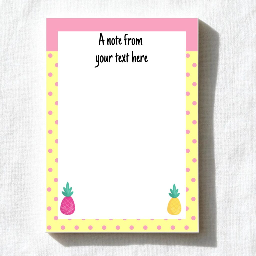 Pineapple & Polkadots A6 notepad design