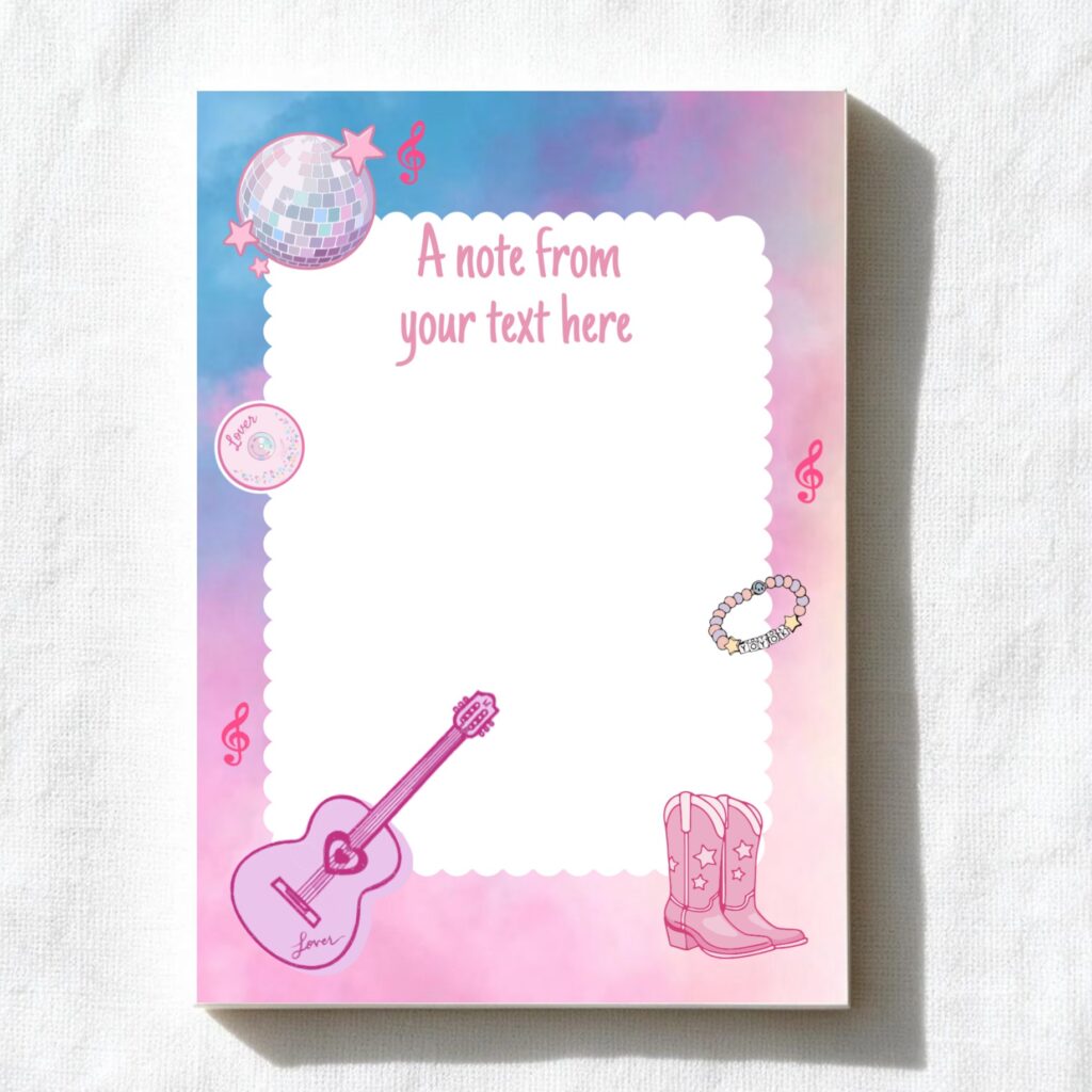 Pink Guitar A6 notepad design