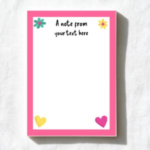 Pink Hearts & Flowers A6 Notepad