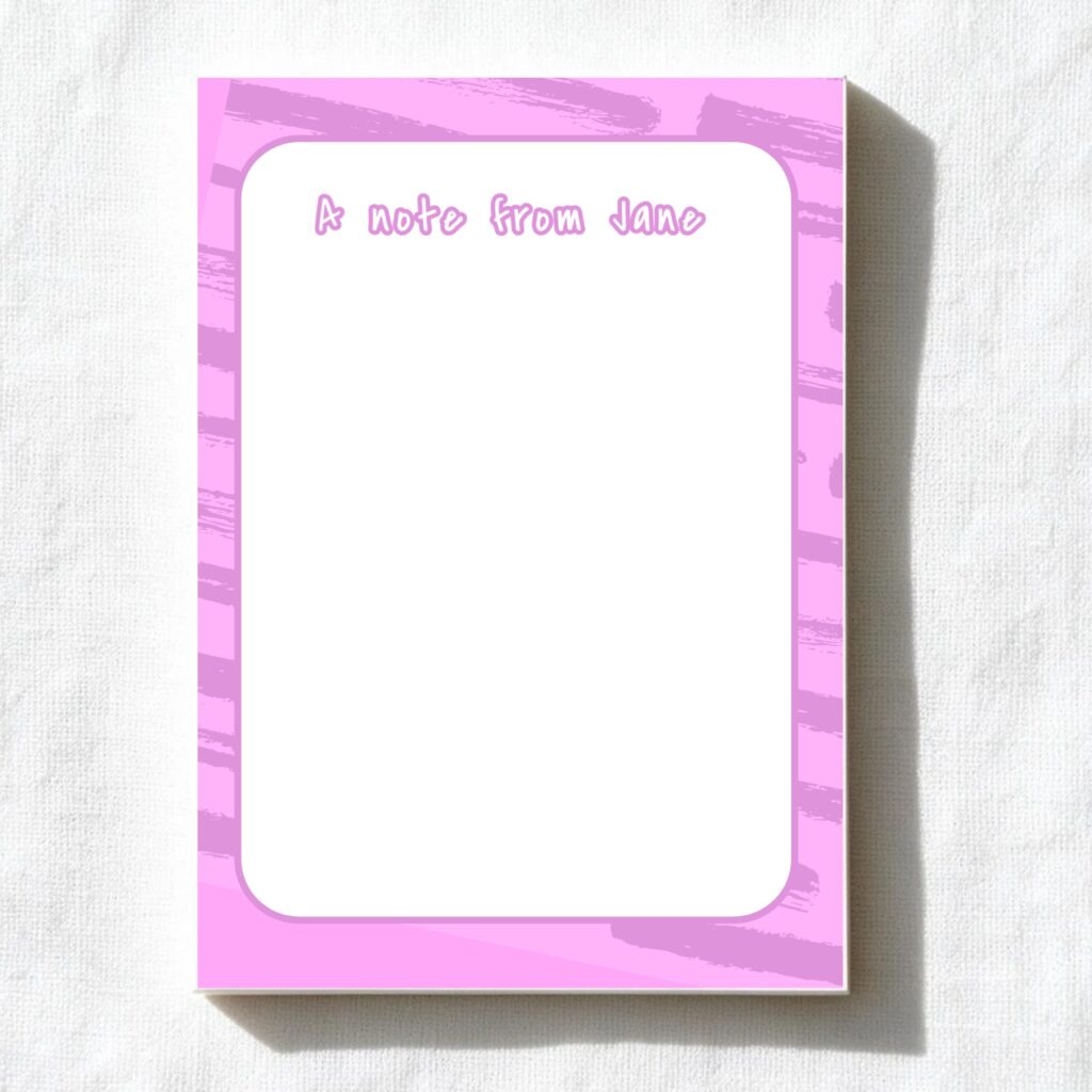 Pink Painted A6 notepad design